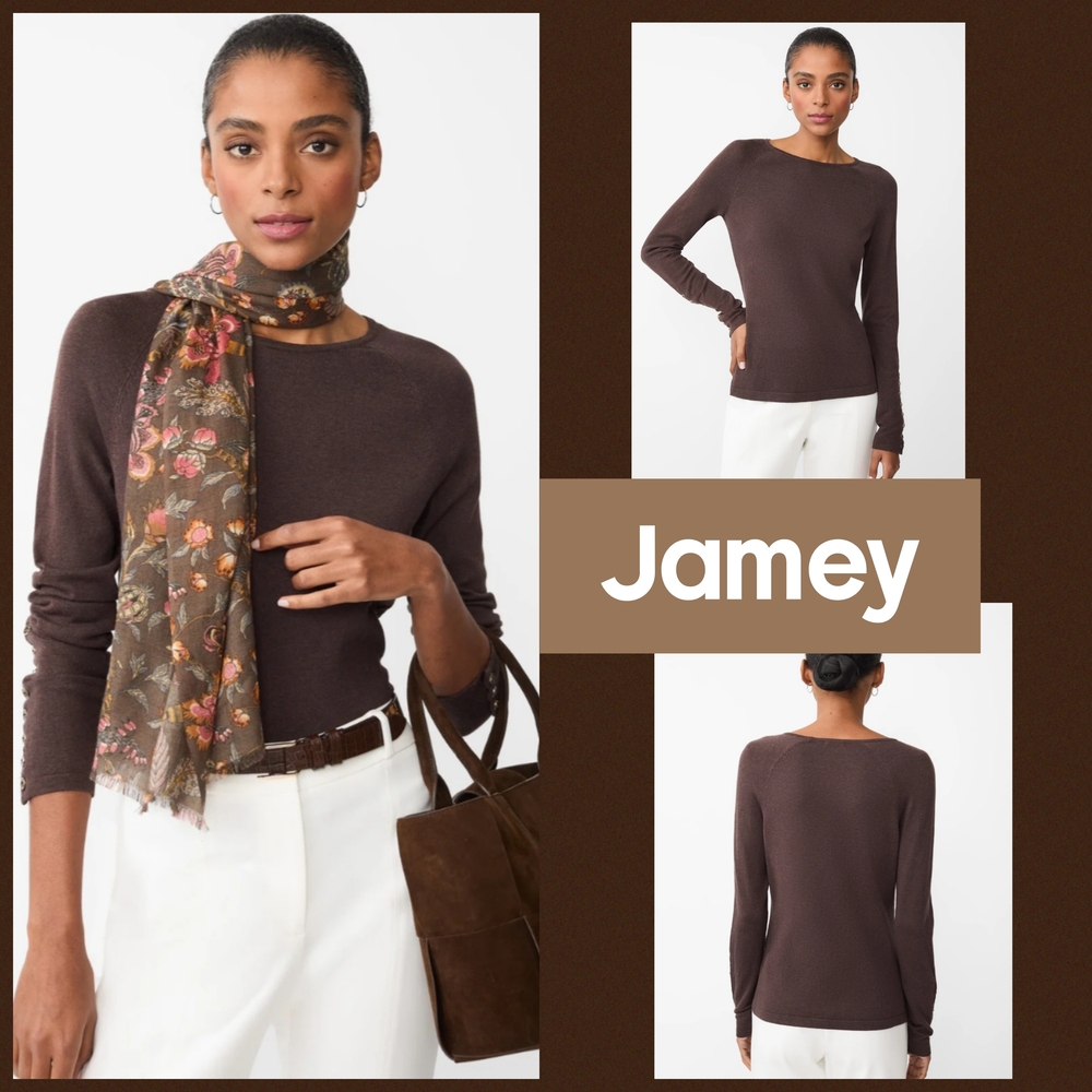 Heather Brown Jamey Sweater by J. McLaughlin Size M (20"-pit to pit & 24" L)